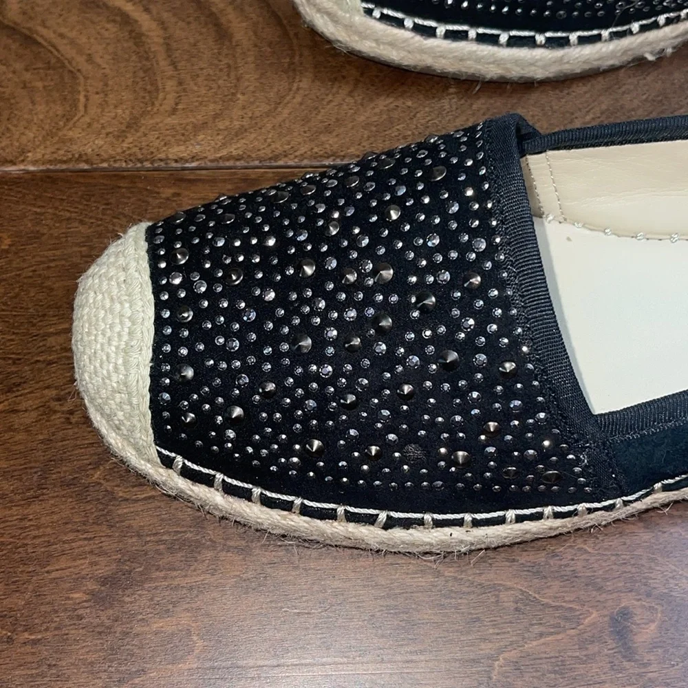Franco Sarto Black Suede Leather Fabric twilight Espadrilles Sz. 10